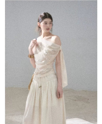 Mesh Drape Rhinestone Top | Final Sale