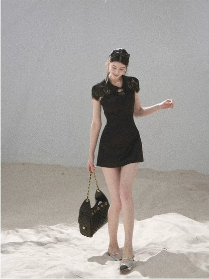 "Moonlight Rose Poem" Lace Puff Dress
