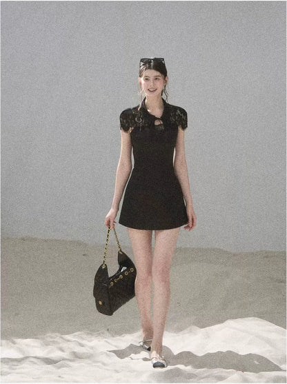 "Moonlight Rose Poem" Lace Puff Dress