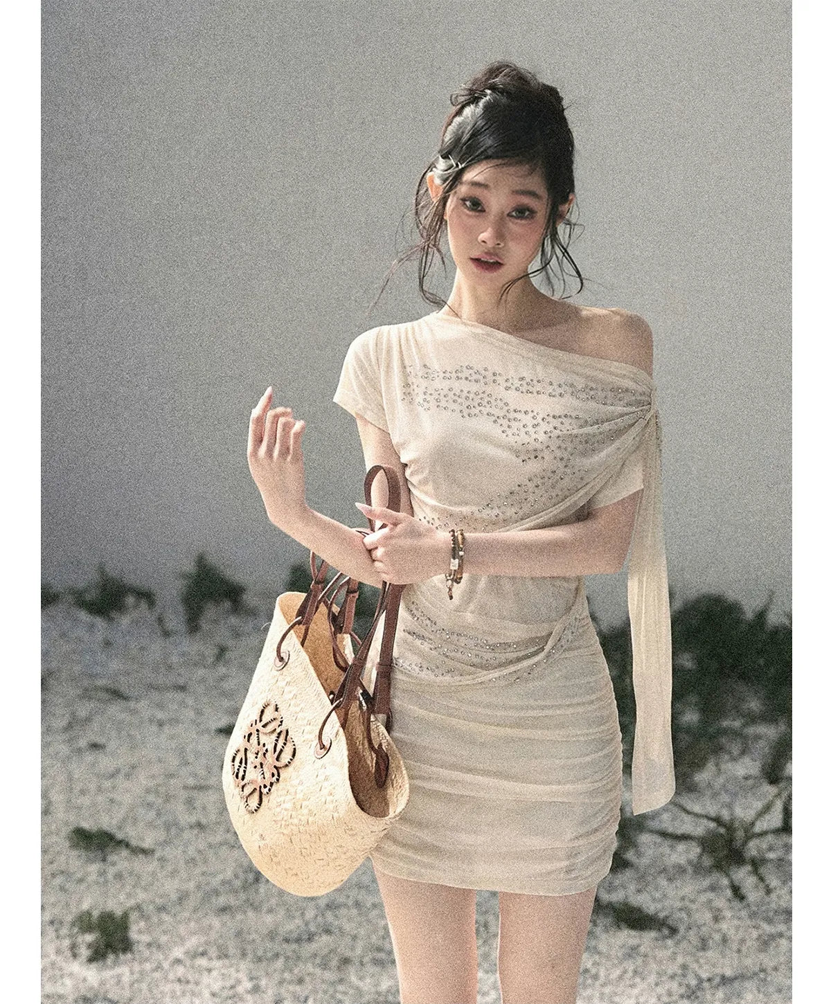 Mesh Drape Rhinestone Top | Final Sale