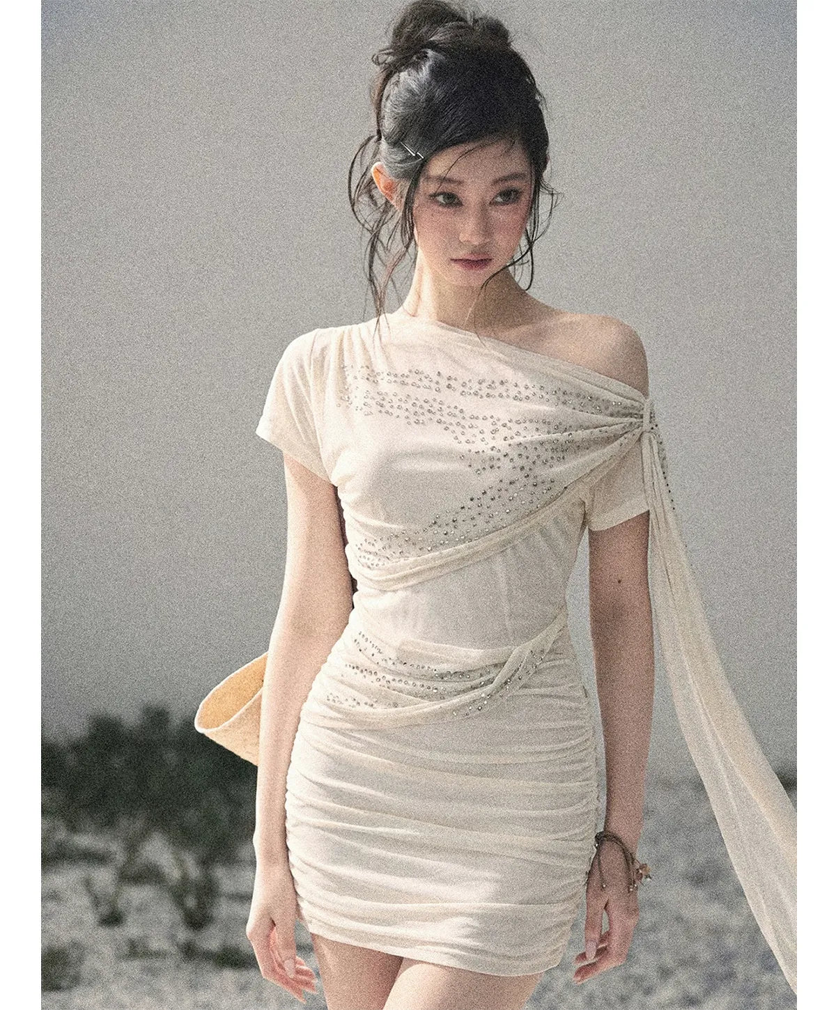 Mesh Drape Rhinestone Top | Final Sale