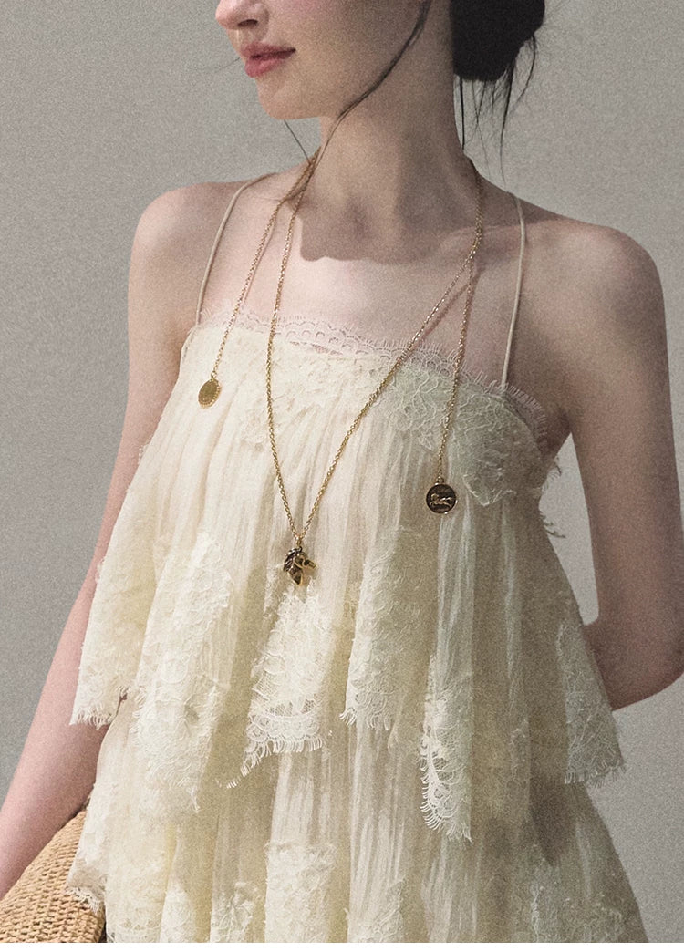 Textured Lace Trim Dress