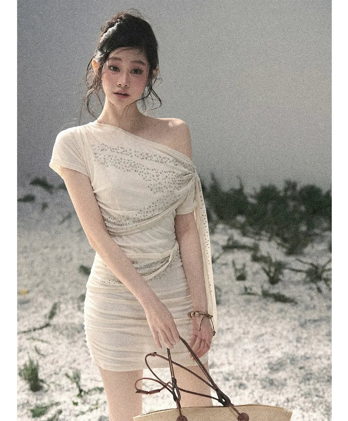 Mesh Drape Rhinestone Top | Final Sale