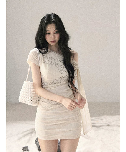 Mesh Drape Rhinestone Top | Final Sale