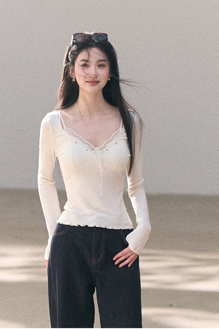 Washed Denim Wide-Leg Set