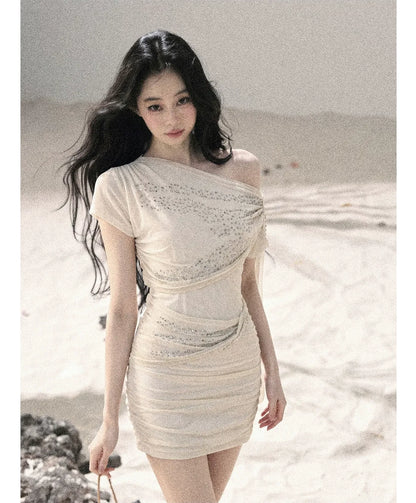 Mesh Drape Rhinestone Top | Final Sale