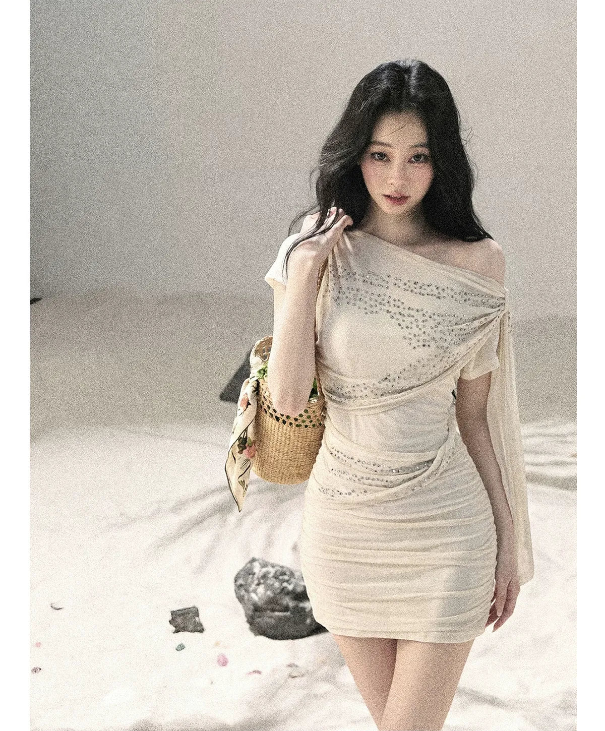 Mesh Drape Rhinestone Top | Final Sale