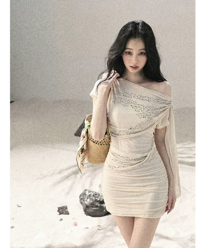 Mesh Drape Rhinestone Top | Final Sale
