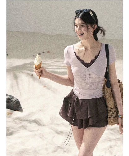 Layered Pleated Skort