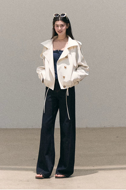 Washed Denim Wide-Leg Set