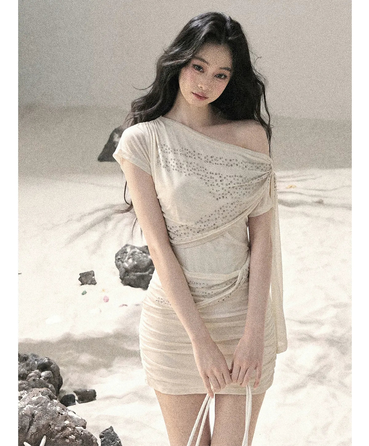 Mesh Drape Rhinestone Top | Final Sale