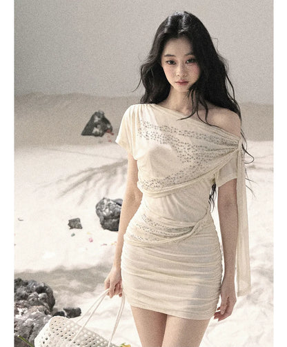 Mesh Drape Rhinestone Top | Final Sale