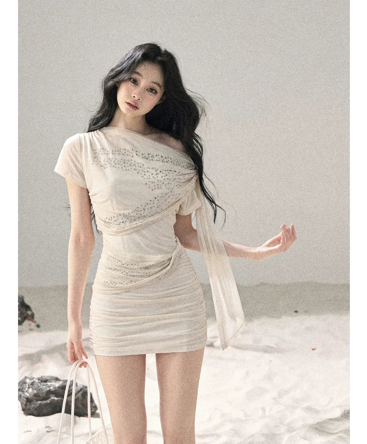 Mesh Drape Rhinestone Top | Final Sale