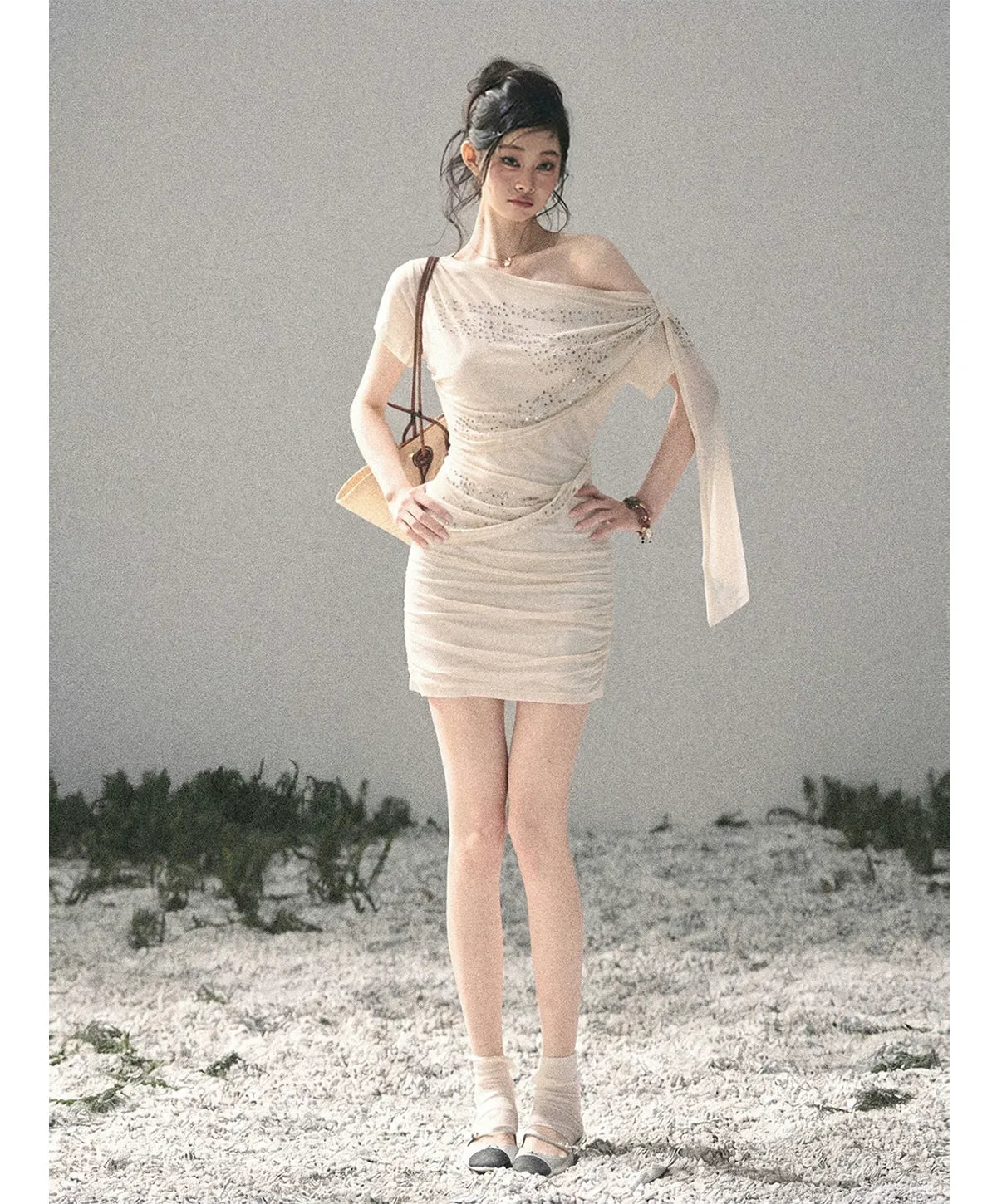 Mesh Drape Rhinestone Top | Final Sale