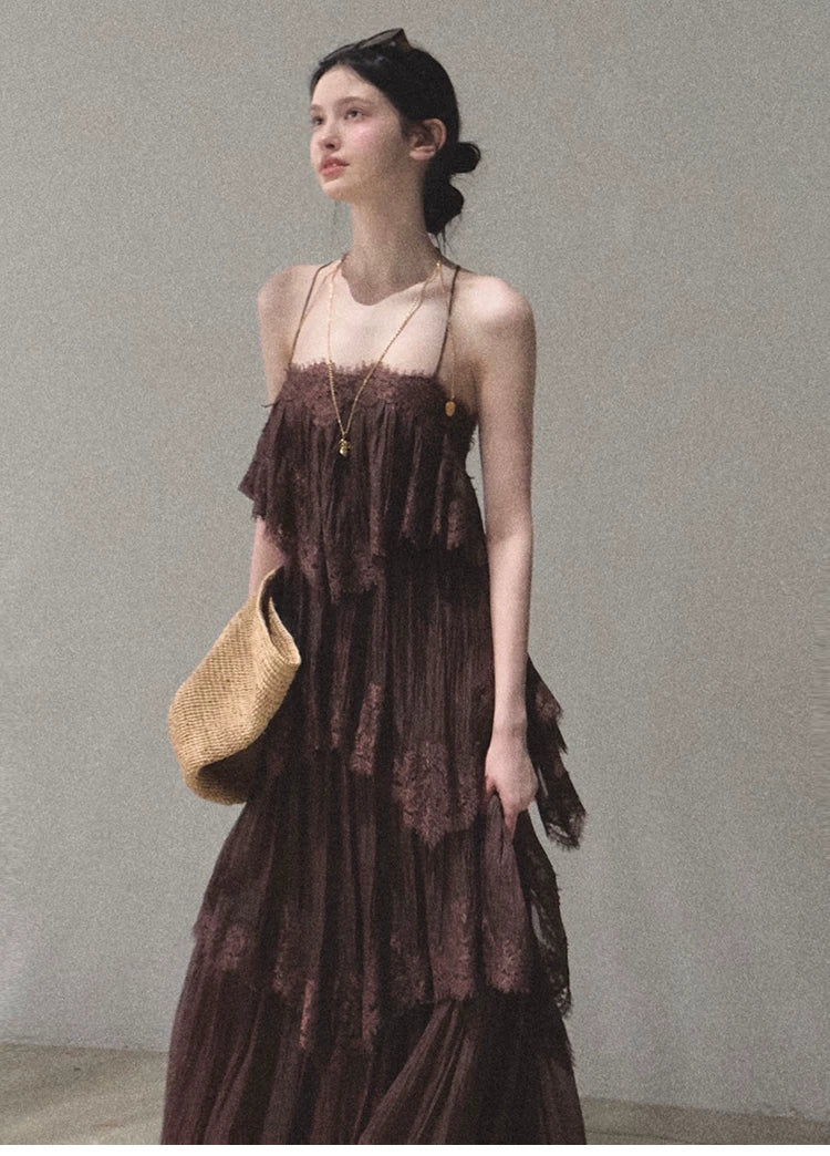 Textured Lace Trim Dress