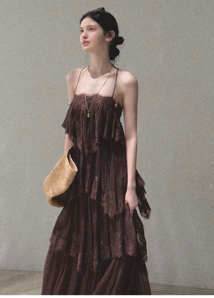 Textured Lace Trim Dress