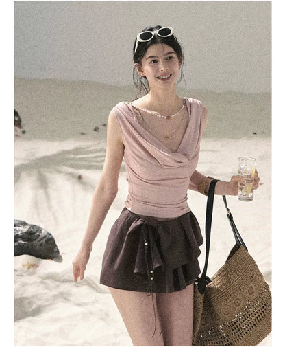 Layered Pleated Skort