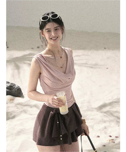 Layered Pleated Skort