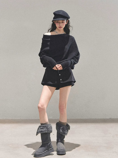 Maglione in maglia morbida con scollo monospalla