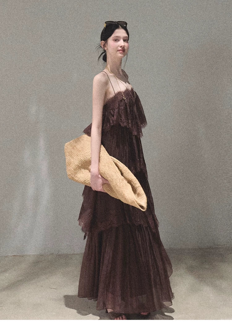 Textured Lace Trim Dress
