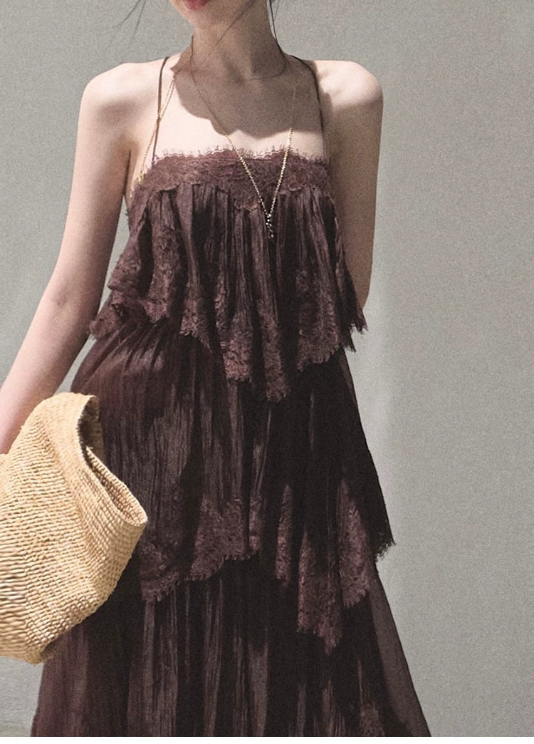 Textured Lace Trim Dress