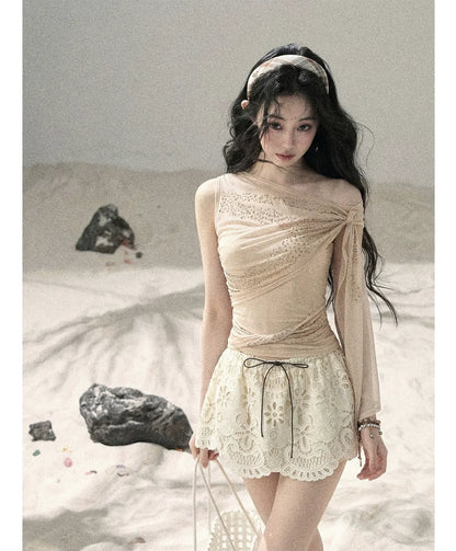 Mesh Drape Rhinestone Top | Final Sale