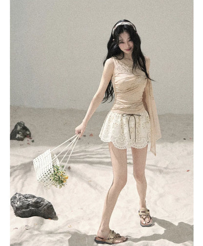 Mesh Drape Rhinestone Top | Final Sale