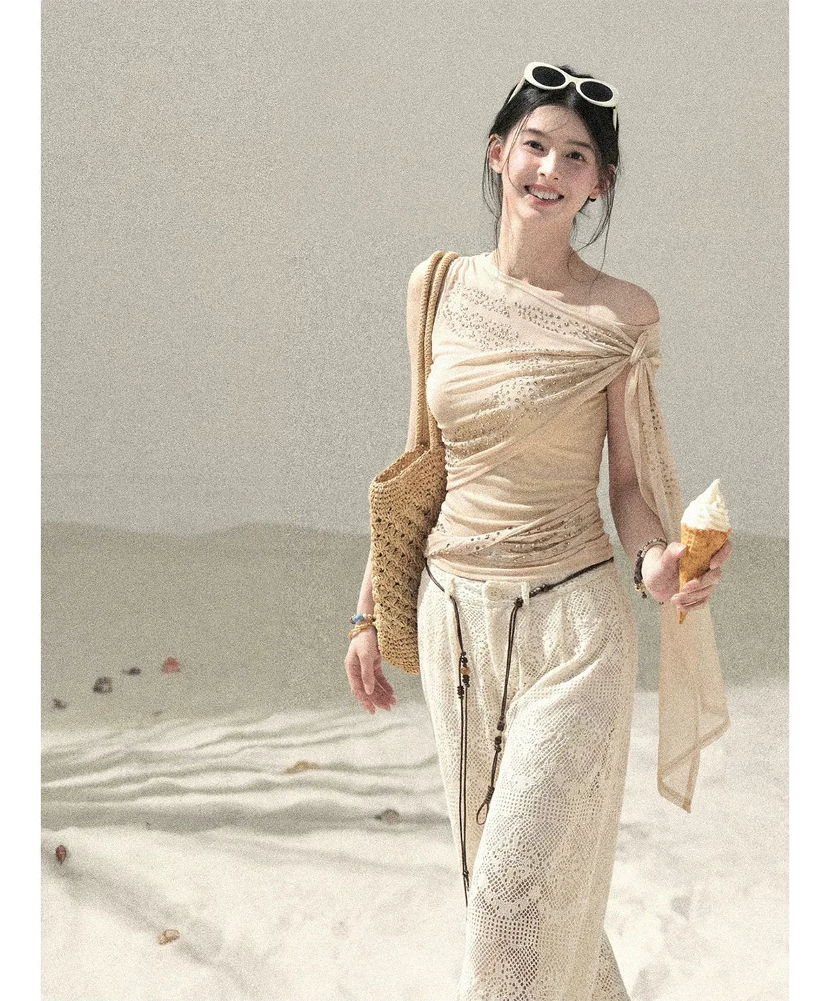 Mesh Drape Rhinestone Top | Final Sale