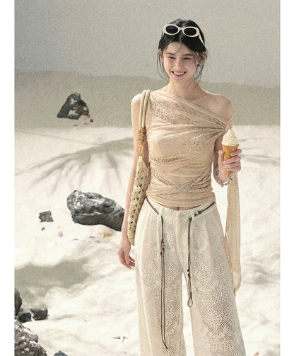 Mesh Drape Rhinestone Top | Final Sale