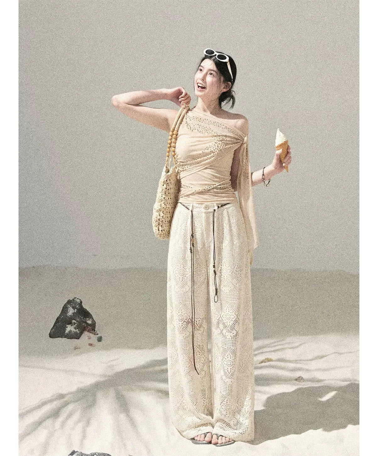 Mesh Drape Rhinestone Top | Final Sale