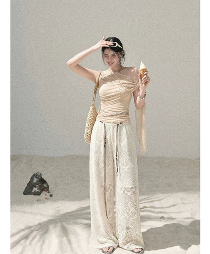 Mesh Drape Rhinestone Top | Final Sale