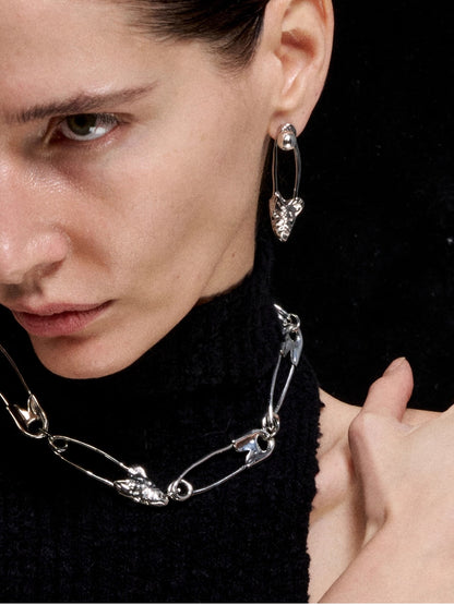 Paperclip Herringbone Stud Earrings