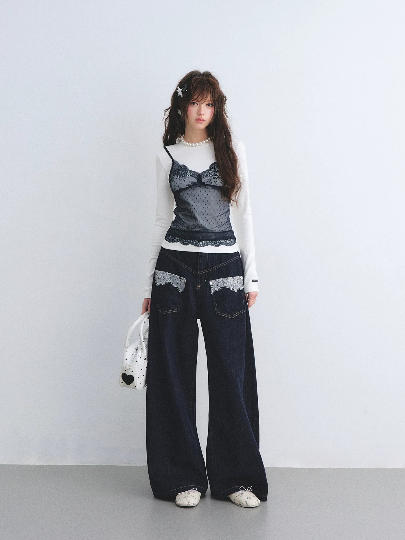 Lace Layered Illusion Long Sleeve T-Shirt
