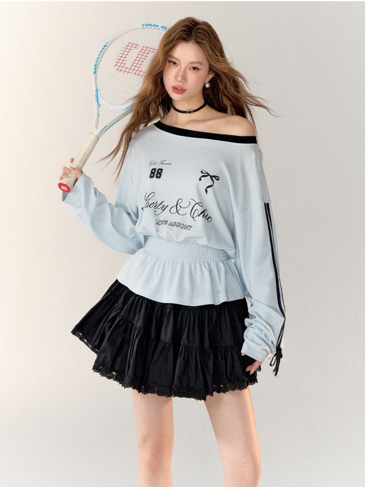 American Sporty Bow Tie Long Sleeve T-shirt