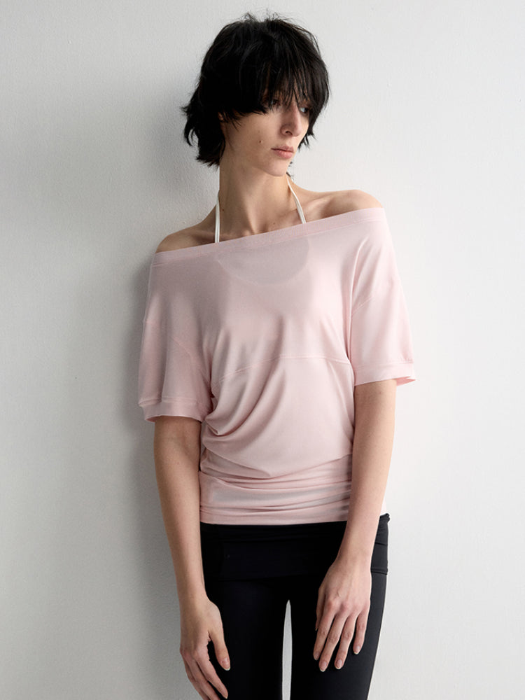 One-Shoulder Pleated Waist T-shirt