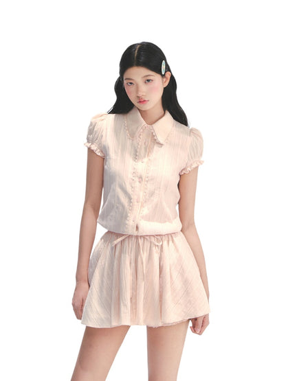 Pink Shirt-style Waist - cinched Dress - CHINASQUAD