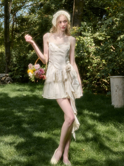 Cloud - like Lace Jacquard Little White Dress - CHINASQUAD