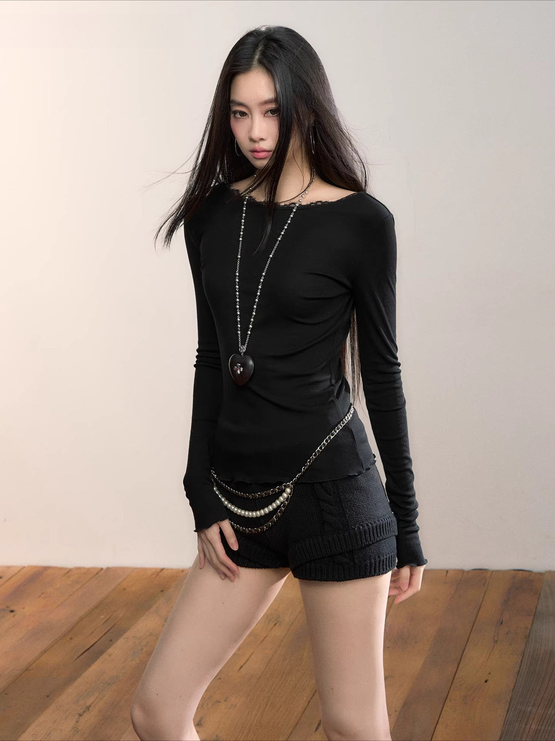 Reversible Lace-Panel Lyocell Blouse