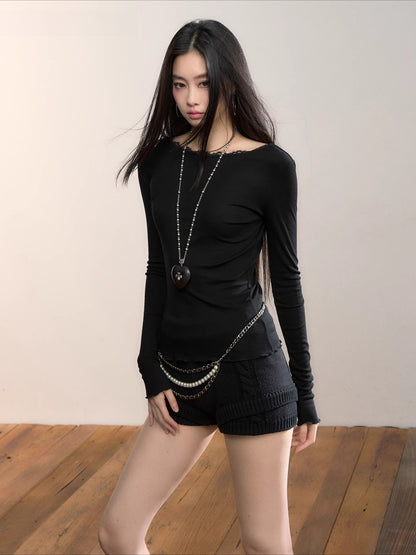 Reversible Lace-Panel Lyocell Blouse