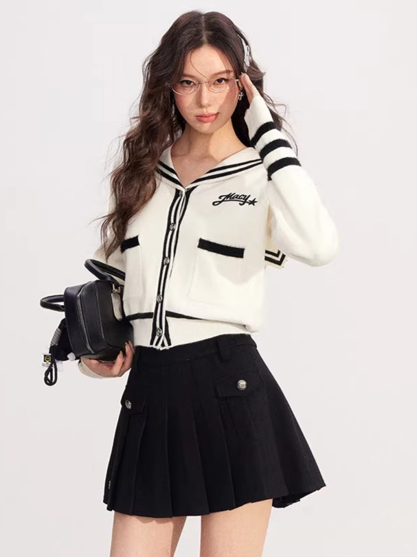 High-Waisted A-Line Pleated Skirt