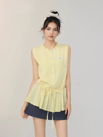 Lace-Up Waist Blouse