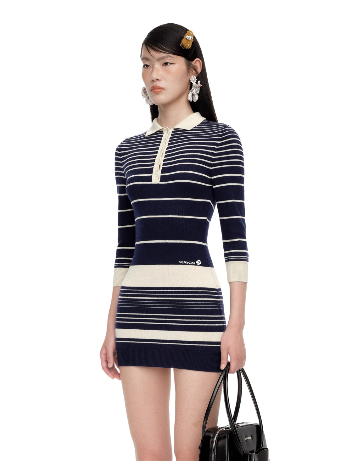 Striped Wool-Blend Knit Midi Dress