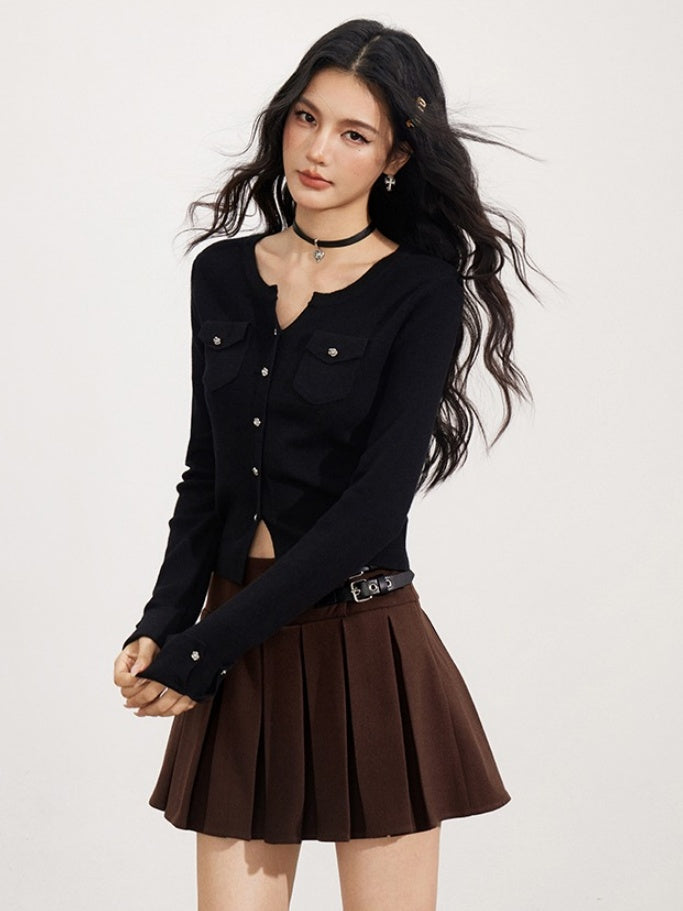 Merino Wool-Blend Ribbed Knit Cardigan