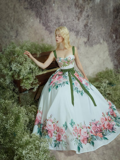 Rose Garden Ribbon Waist Ball Gown
