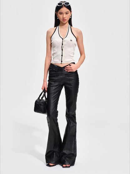 Stretch Denim V-Waist Micro-Flare Jeans