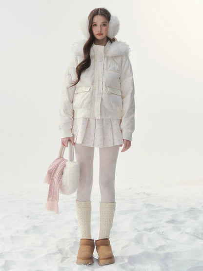 White Fur-Collar Duck Down Jacket