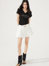 V-neck Waist-cinching Rhinestone Tee - CHINASQUAD