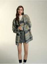 Gray Fringe Cardigan - CHINASQUAD