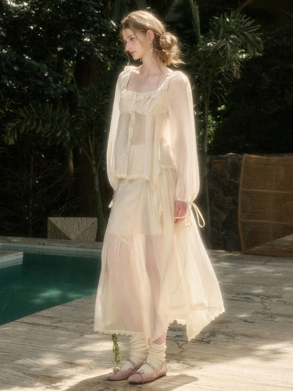 Tencel Air Fabric Shirt &amp; Skirt Set - CHINASQUAD