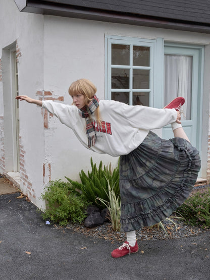 Vintage Letter Print Oversized Sweatshirt